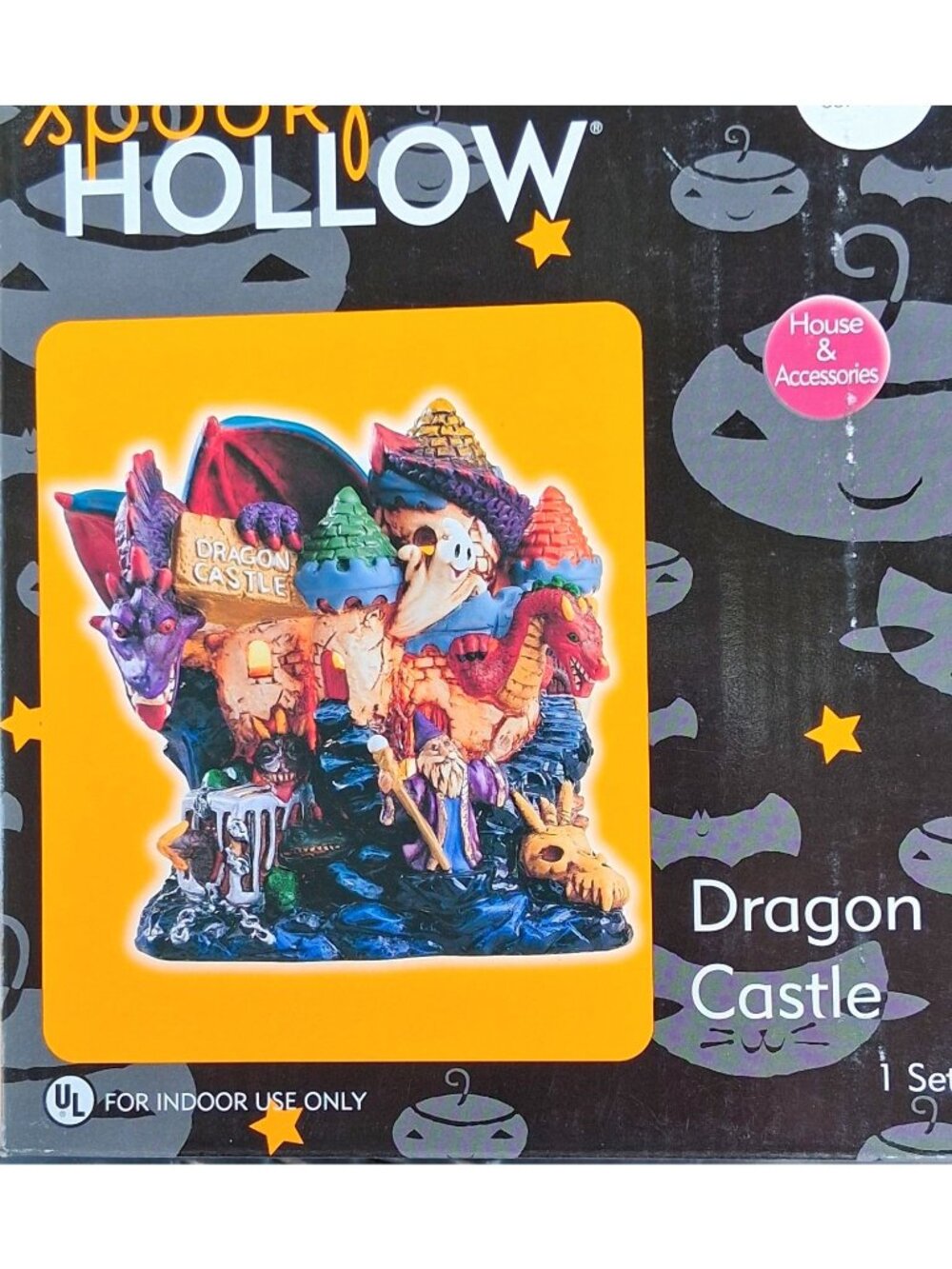 Spooky Hollow Dragon Castle Light-Up Halloween Village 2003 Jo-Ann Decorative Pi